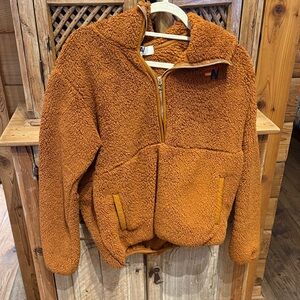 TEDDY UNISEX HALF ZIP JACKET - WHISKEY